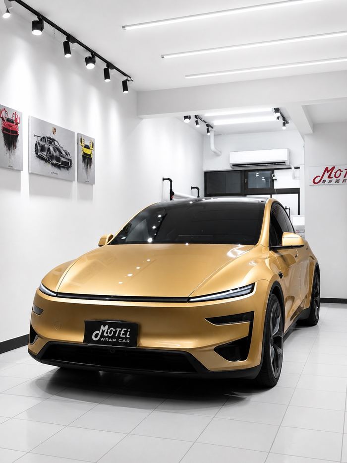 Tesla Model Y 金色全車改色